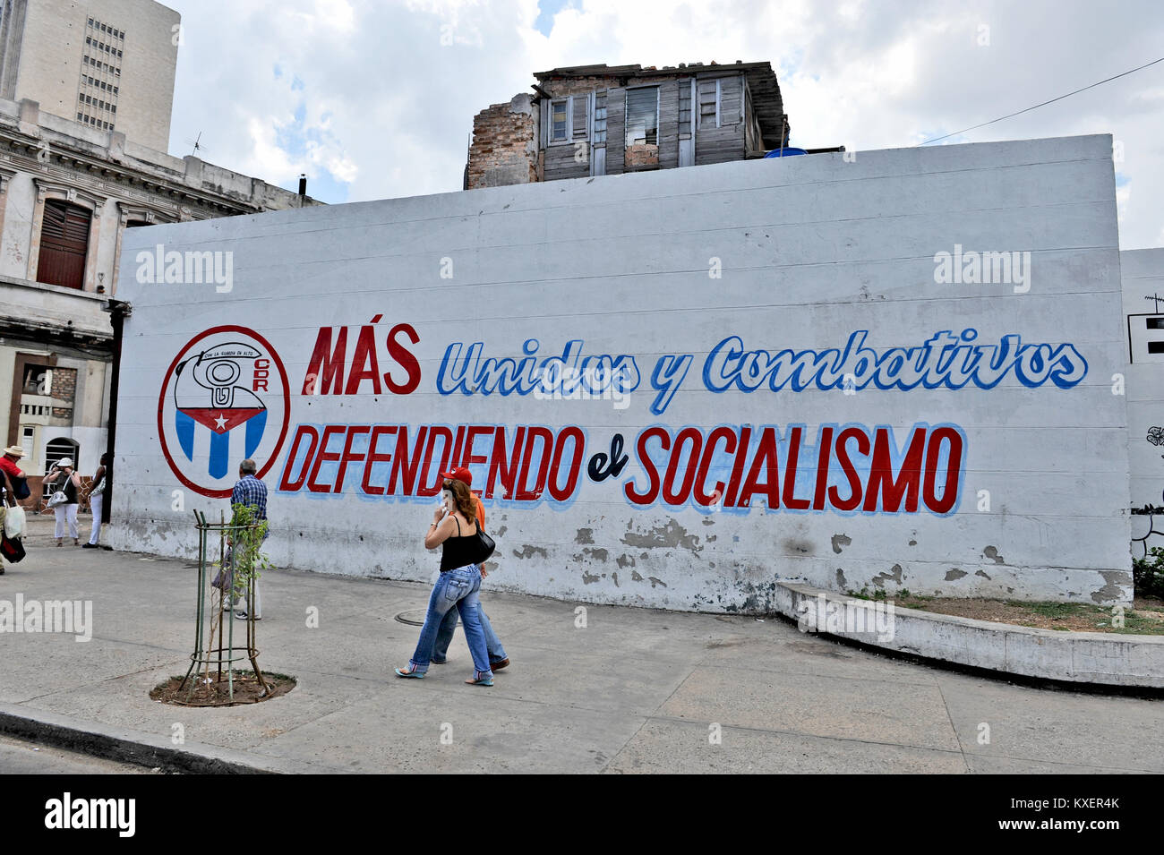 Havanna, Kuba, 11. Mai 2009. Künstlerische wand Schriften über die Kommunistische Revolution und der nationalen kubanischen Helden, in Havanna, am 11. Mai 2009. Stockfoto