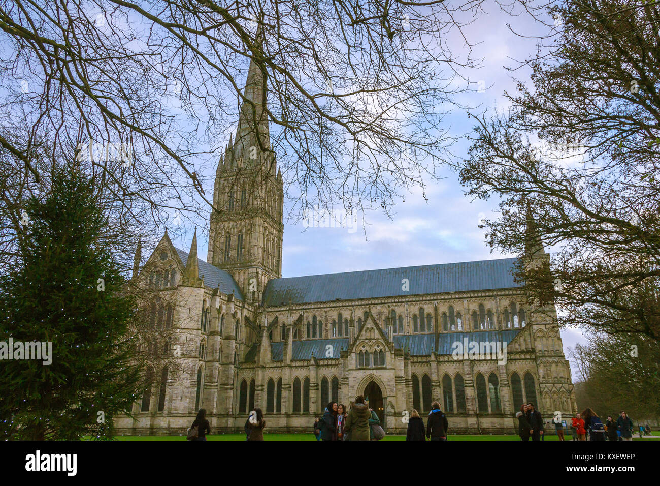 Die Kathedrale von Salisbury, einer von nur vier verbleibenden exemplifications des ursprünglichen 1215 Charter (Magna Charta Libertatum). Salisbury, Großbritannien Stockfoto