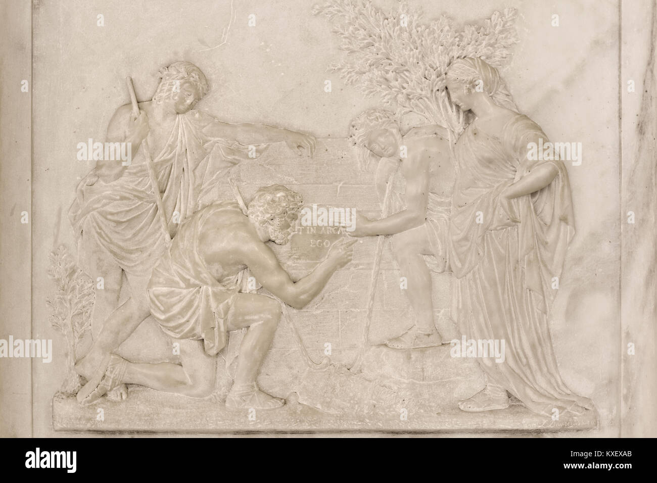 Et in Arcadia ego II von Louis Desprez - Poussin Der kenotaph (Detail) - San Lorenzo in Lucina - Rom Stockfoto