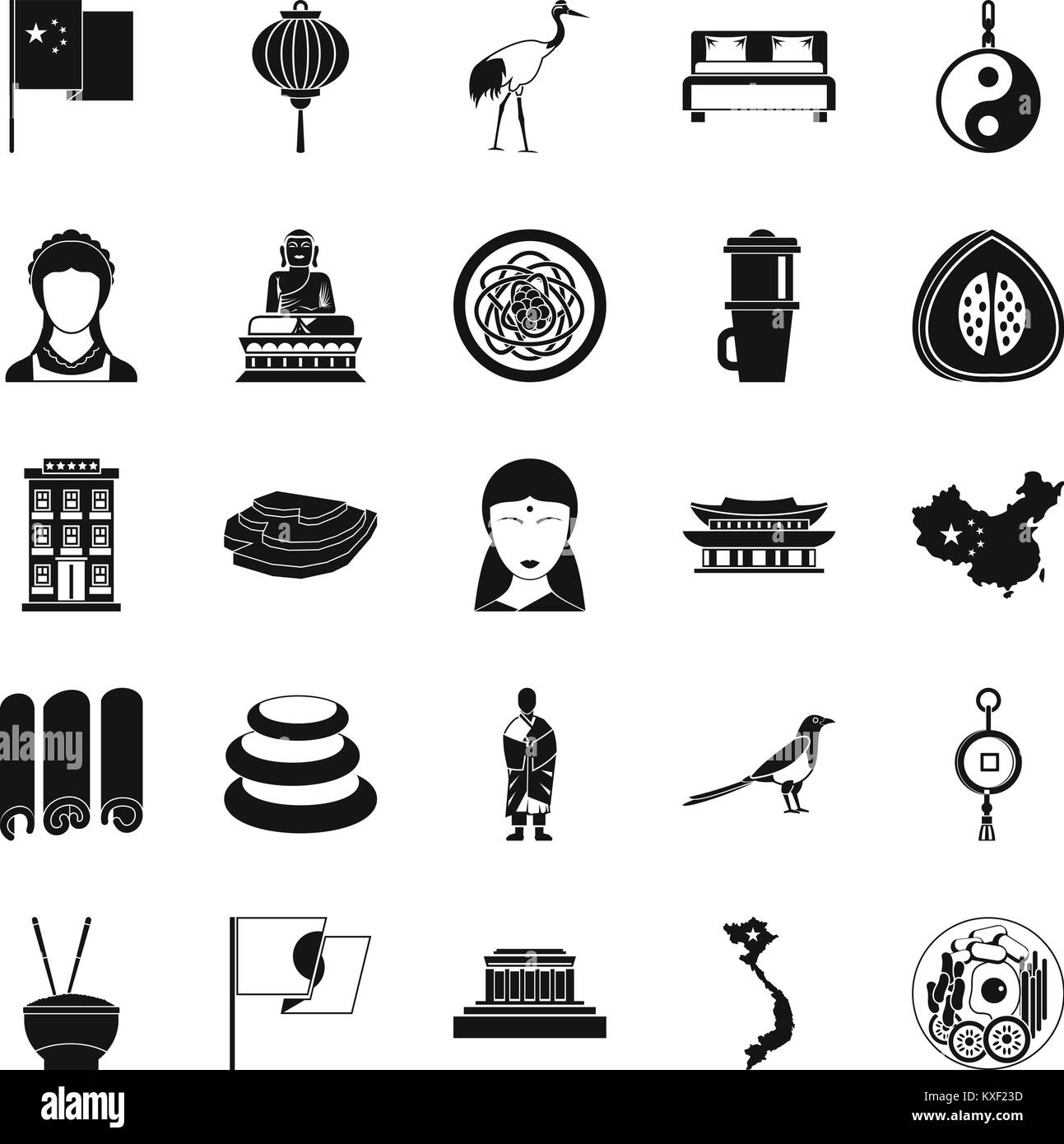 Orientalische Symbole gesetzt, einfachen Stil Alamy