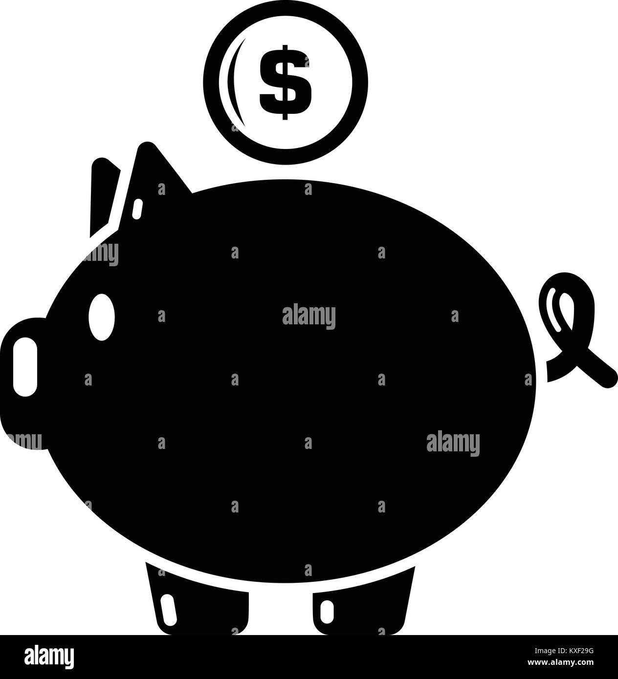 Schwein geld Symbol, einfachen schwarzen Stil Stock Vektor