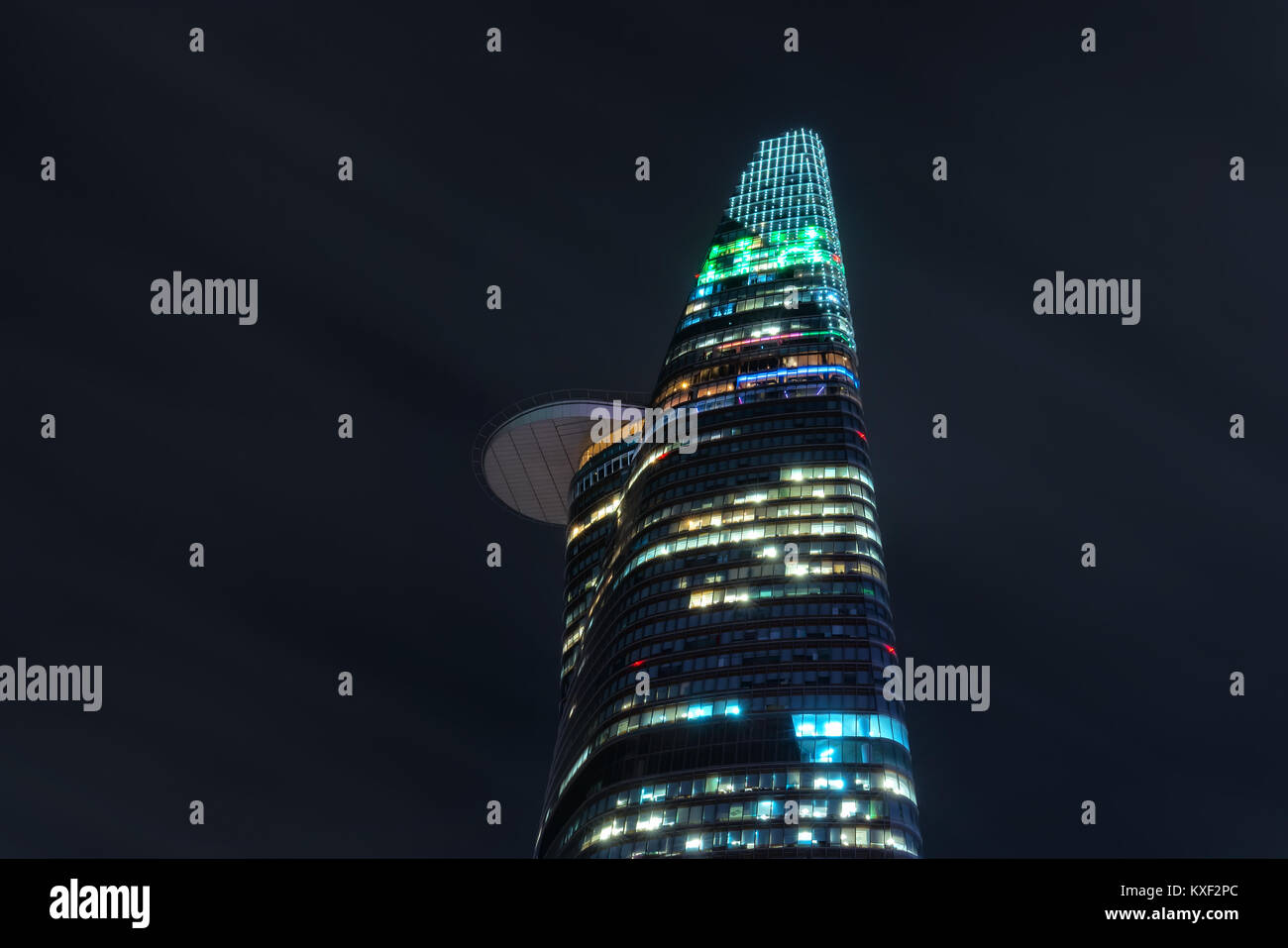 Architektur Bitexco Tower bei Nacht mit 262,5 m 68-stöckiges Hochhaus in 2011 ist das höchste Gebäude in Betracht gezogen Stockfoto