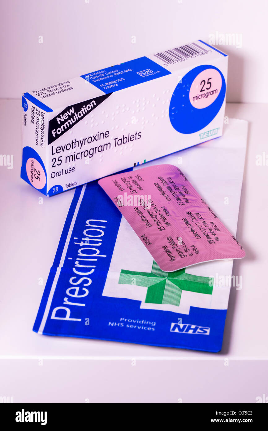 Levothyroxine Medikation (hormonersatztherapie Tabletten) eine  Unterfunktion der Schilddrüse - auch als niedrige Schilddrüse Aktivität  oder Hypothyreose zu behandeln Stockfotografie - Alamy