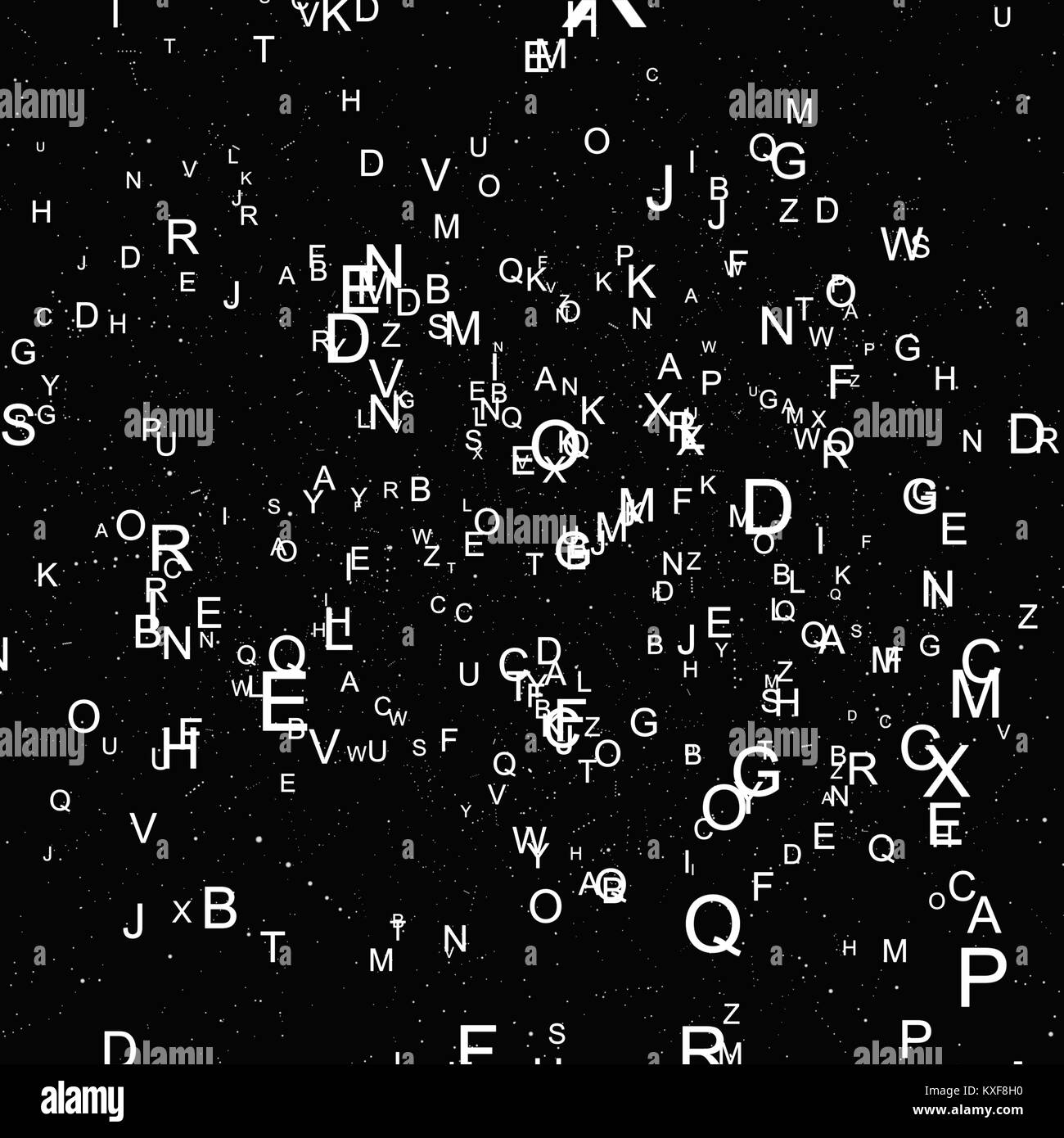 Abstrakte weiße Schrift auf schwarzem Hintergrund Stockfoto