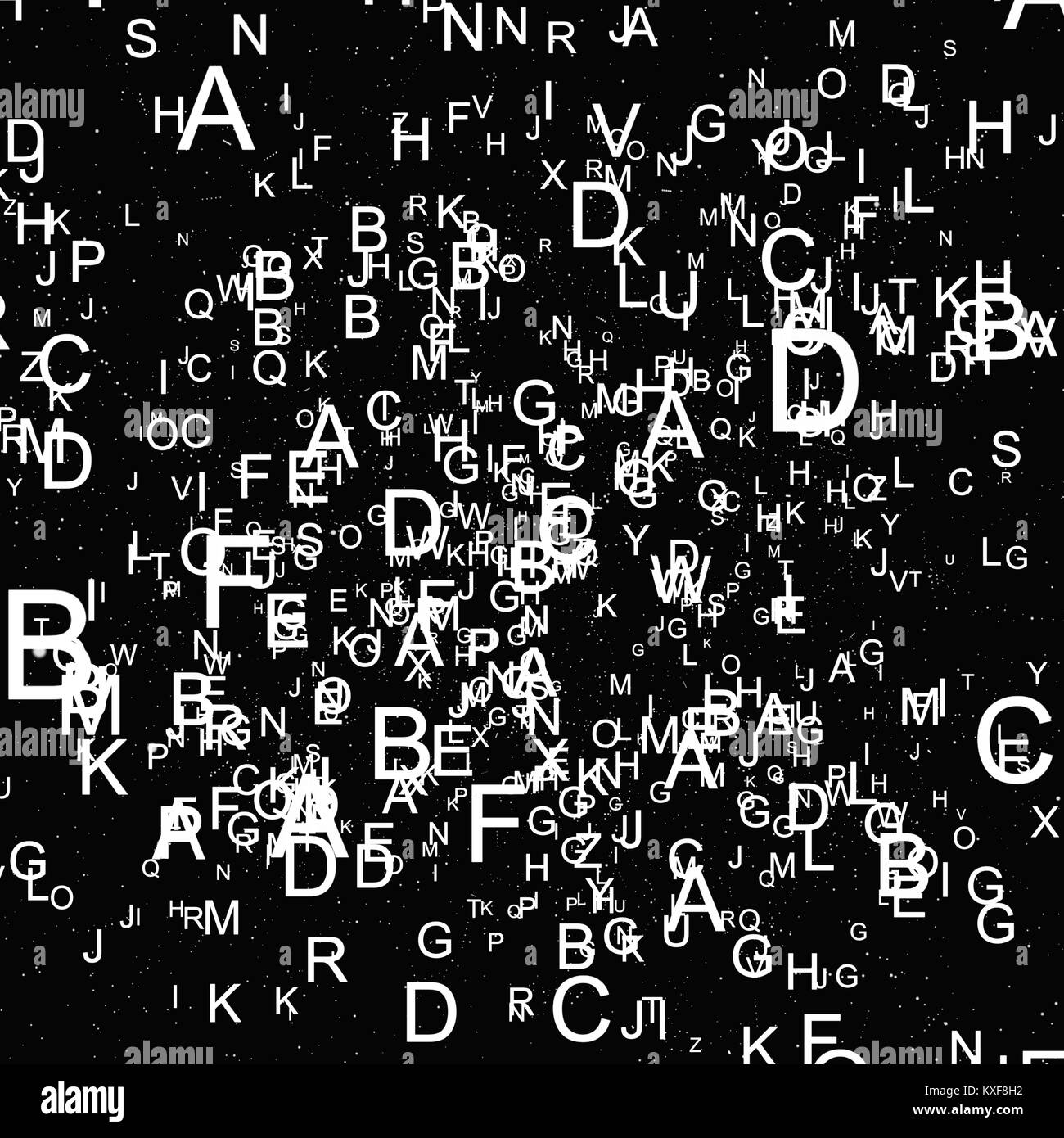 Abstrakte weiße Schrift auf schwarzem Hintergrund Stockfoto