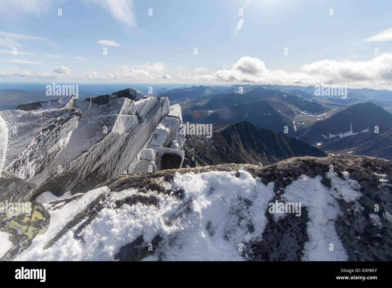 Die Subpolaren Ural mit Blick auf die Berge. Wandern. August 2017 Stockfoto