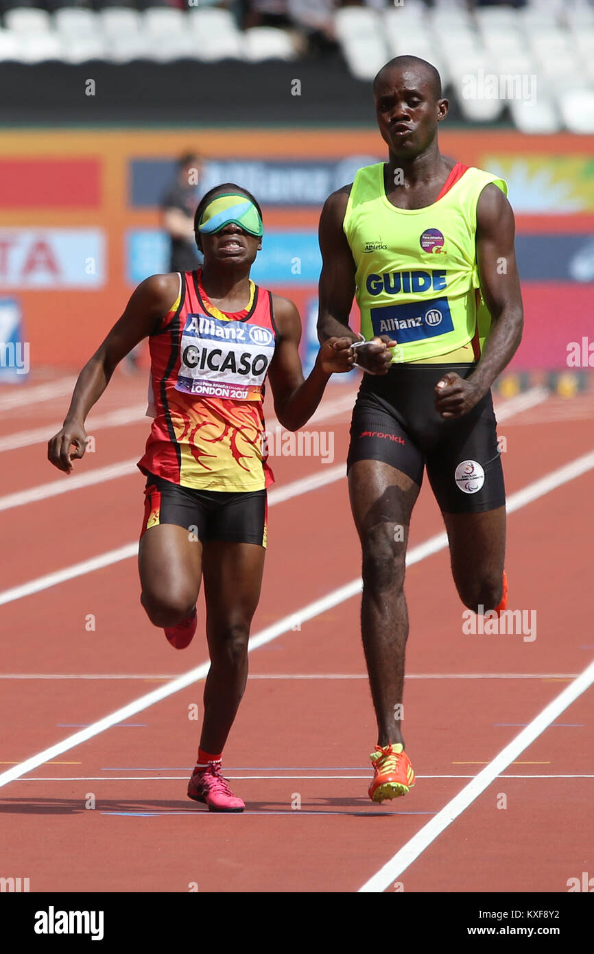 Esperanca GICASO Angolas in der Frauen 100m T11 heizt auf der Welt Para Meisterschaften in London 2017 Stockfoto