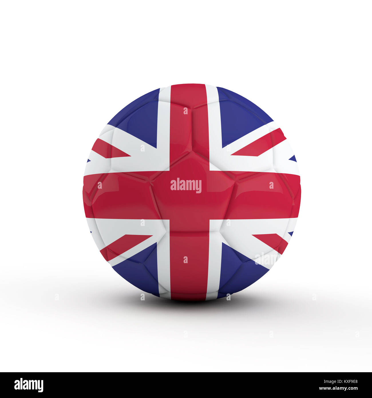 Großbritannien Flagge Fußball-Fußball gegen einen weißen Hintergrund. 3D-Rendering Stockfoto