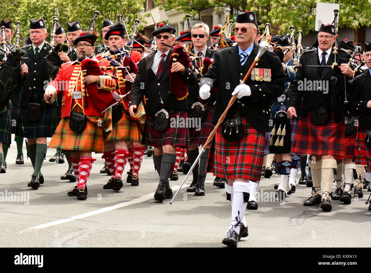 Eine keltische Marsch Parade der Dudelsack Gebläse. Stockfoto