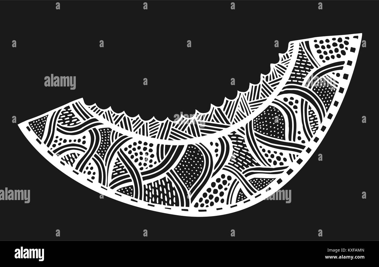 Melone exotische Früchte mit abstrakten Muster. Vector Illustration. Hand Doodle artwork gezeichnet. Sommer Konzept für Party Karte, Ticket, Branding, Logo, Beschriftung Stock Vektor