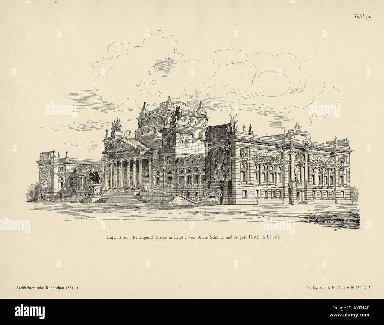 Alternativentwürfe reichsgericht Leipzig 06 Tafel 4 Bruno Schmitz und August Hartel, Leipzig - architektonische Rundschau 1 (1885), Tf. 52 Stockfoto