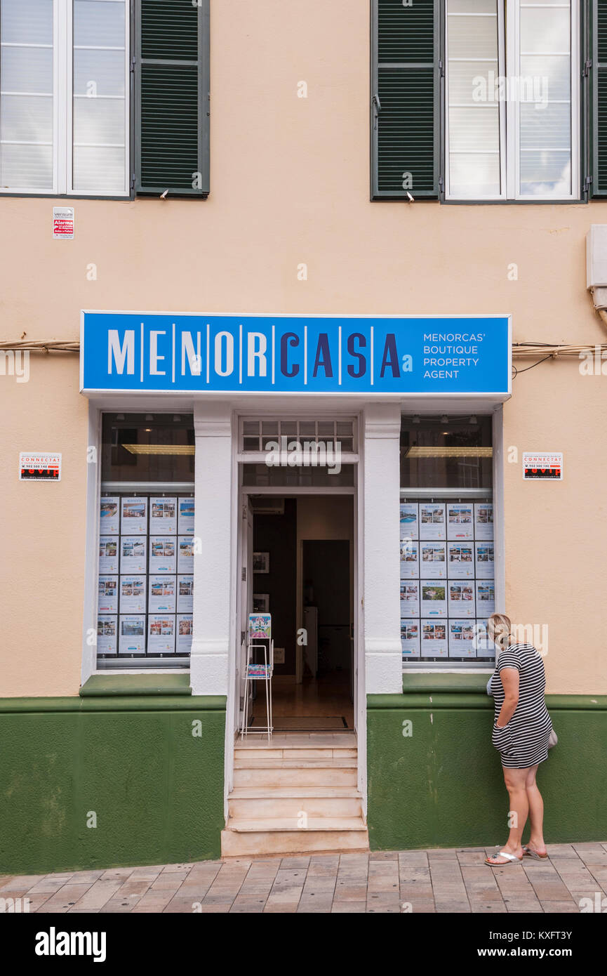 Immobilienmakler in Mahon, Menorca, Balearen, Spanien Stockfoto