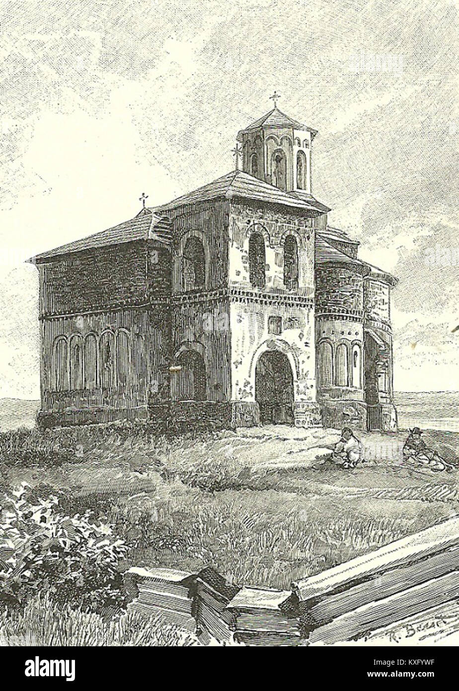 Die Kirche St. Georg in Suceava, erbaut 1374, ist eine historische orthodoxe Kirche in Rumänien, die für ihre mittelalterliche Architektur und kulturelle Bedeutung bekannt ist. Stockfoto