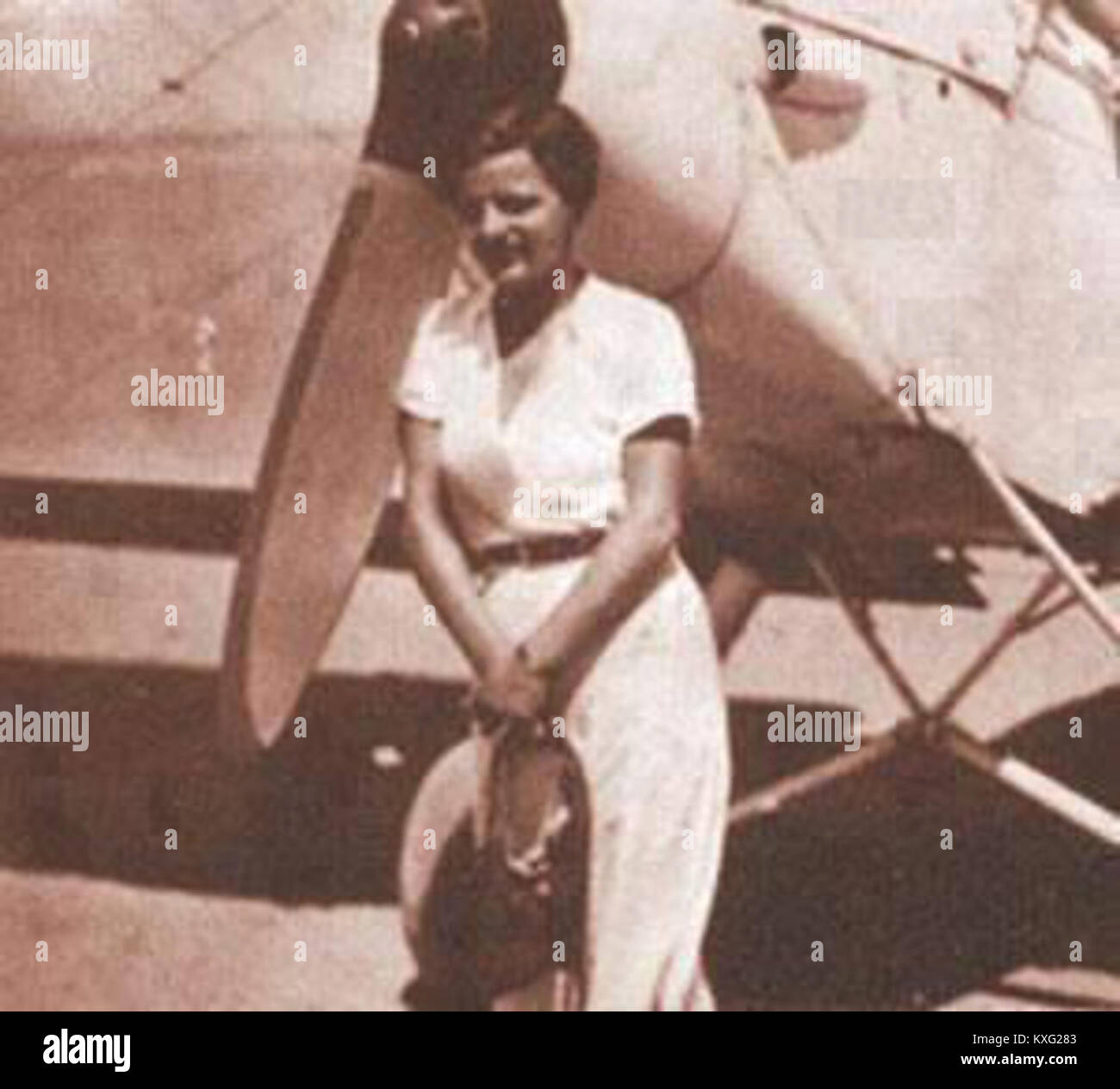 Porträt oder Aufzeichnung von Lotfia El Nadi, der ersten Pilotin in Ägypten und der arabischen Welt, bekannt für ihre Pionierrolle in der Luftfahrtgeschichte. Stockfoto