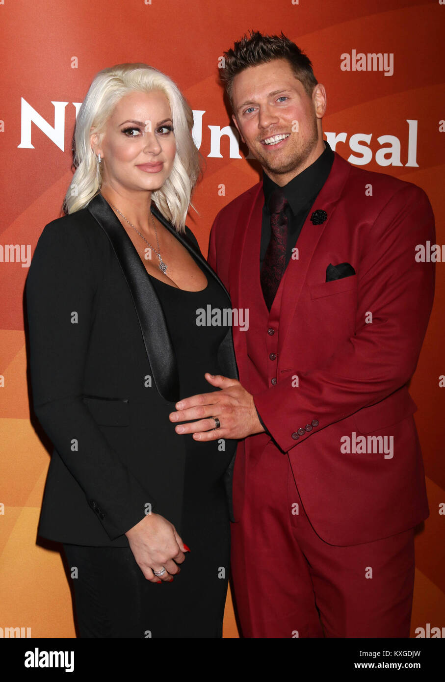 PASADENA, Ca - 09 Januar: Maryse Ouellet, Michael Mizanin, die Miz am 2018 NBCUniversal Winter Presse Rundgang im Langham Huntington, Pasadena am 9. Januar 2018 in Pasadena, Kalifornien. Quelle: David Edwards/MediaPunch Stockfoto