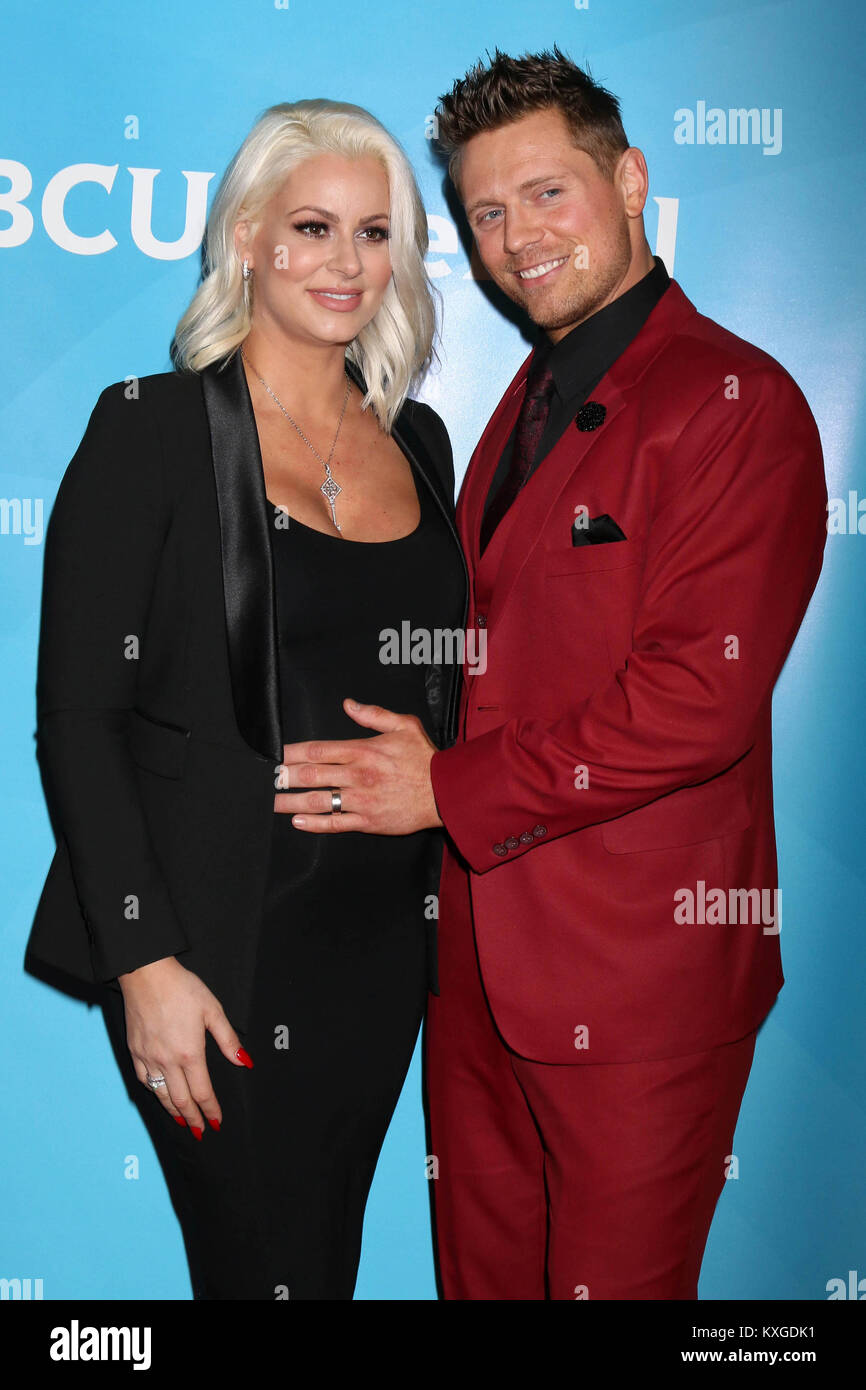 PASADENA, Ca - 09 Januar: Maryse Ouellet, Michael Mizanin, die Miz am 2018 NBCUniversal Winter Presse Rundgang im Langham Huntington, Pasadena am 9. Januar 2018 in Pasadena, Kalifornien. Quelle: David Edwards/MediaPunch Stockfoto