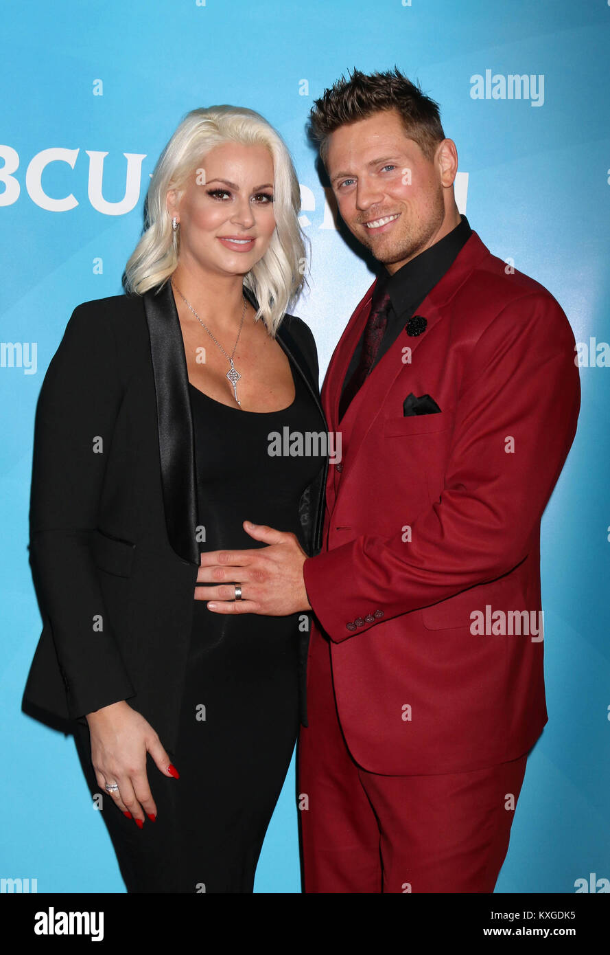PASADENA, Ca - 09 Januar: Maryse Ouellet, Michael Mizanin, die Miz am 2018 NBCUniversal Winter Presse Rundgang im Langham Huntington, Pasadena am 9. Januar 2018 in Pasadena, Kalifornien. Quelle: David Edwards/MediaPunch Stockfoto