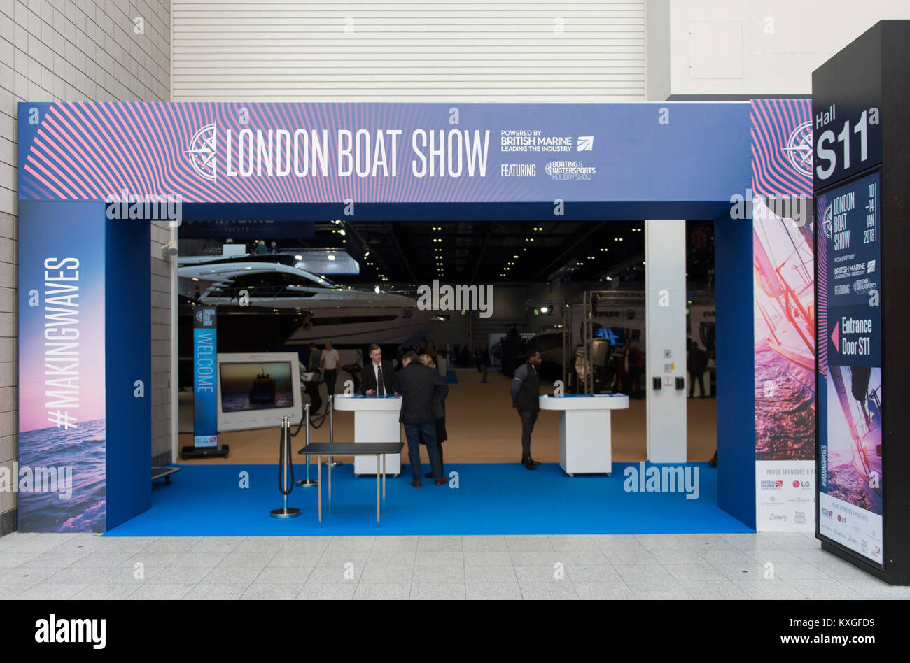 ExCel, London, UK. 10 Jan, 2018. Die fünf Tage London Boat Show öffnet sich. Credit: Malcolm Park/Alamy Leben Nachrichten. Stockfoto