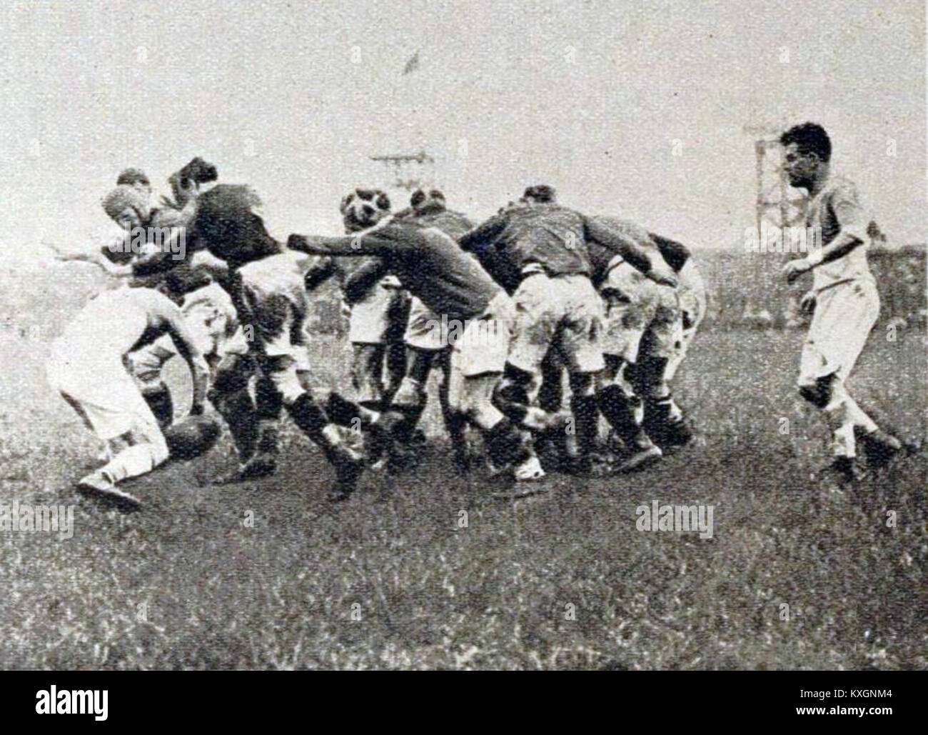 1923 (13 Mai), les toulousains tournent La mêlée, Malgré le Demi bayonnais gesägt Stockfoto