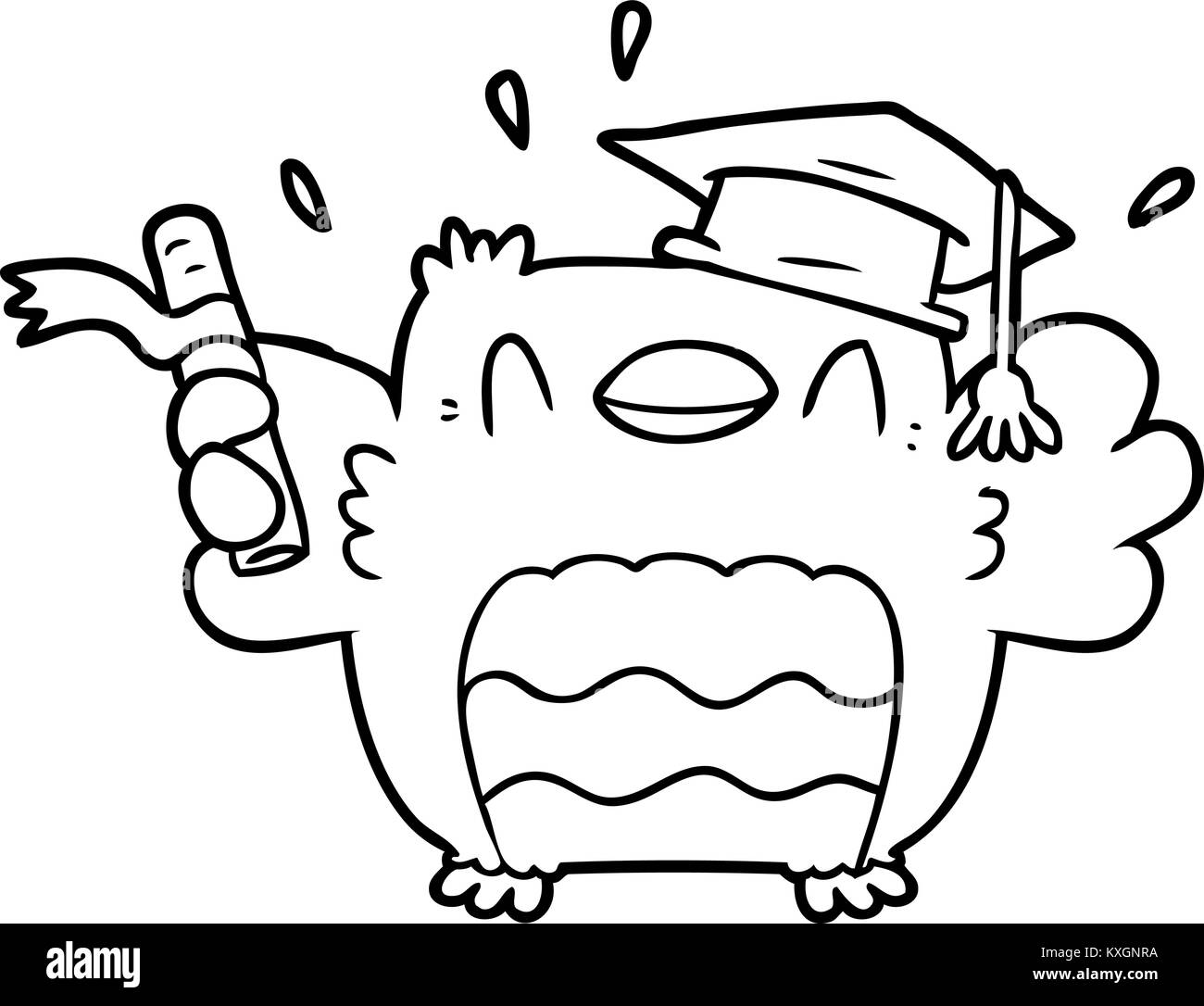 Cartoon illustration owl graduation cap Schwarzweiß-Stockfotos und ...