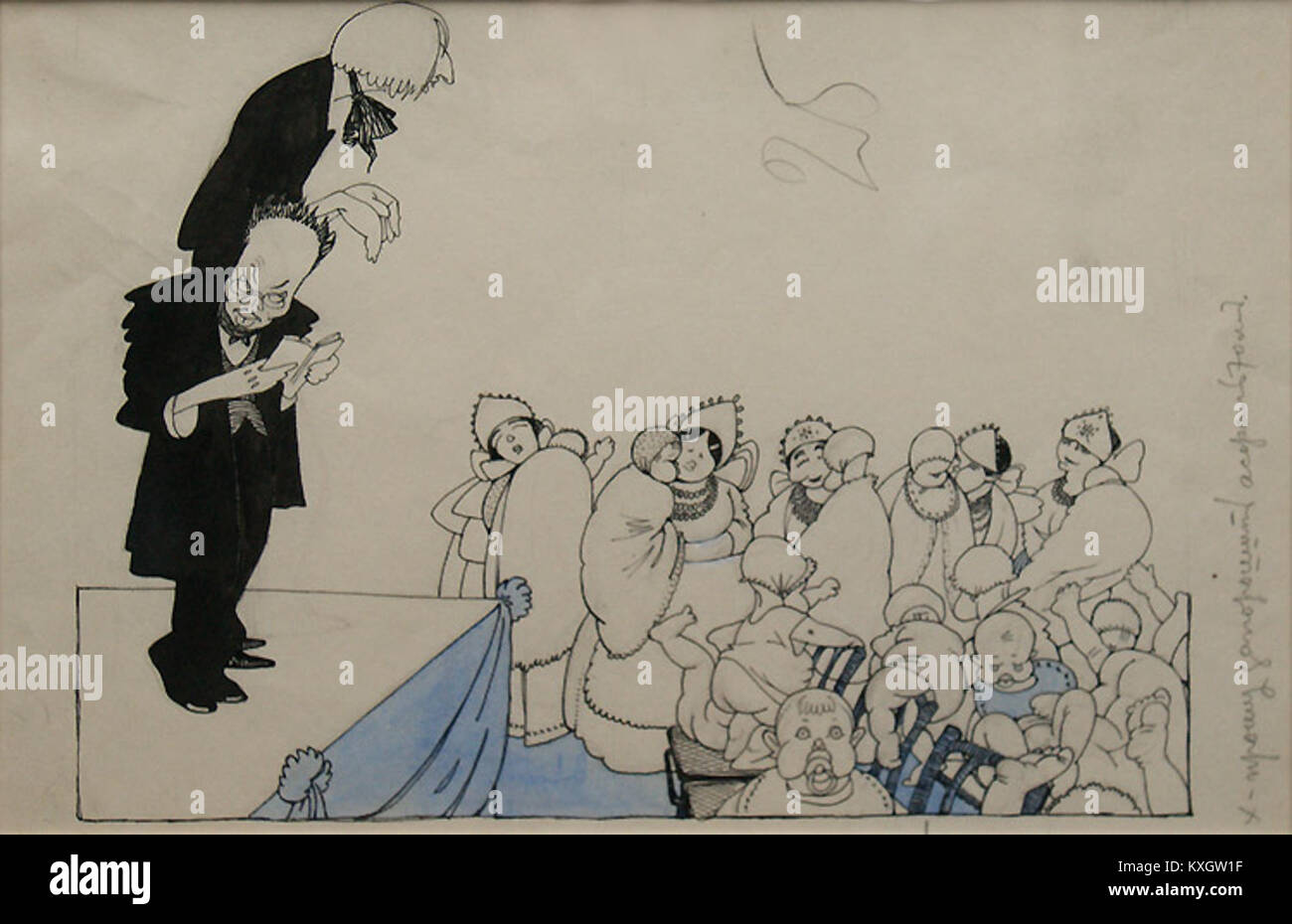 Fotografie von A. Remizov und S. Gorodetskij von N. Remizov aus den 1910er Jahren, aufbewahrt im Museum von Achmatova, illustriert russische Porträts des frühen 20. Jahrhunderts. Stockfoto