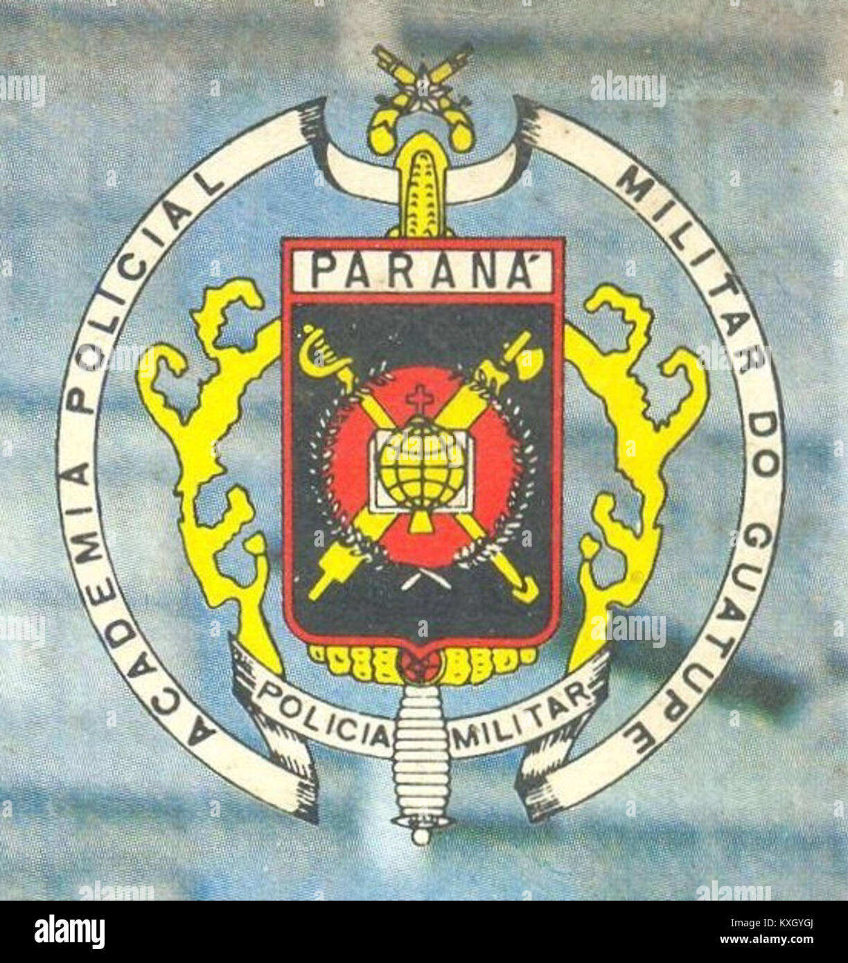 Academia Policial Militar do Guatupá, eine Militärakademie in Brasilien, die Offiziere für Aufgaben der öffentlichen Sicherheit ausbildet. Die Akademie konzentriert sich auf Strafverfolgung, militärische Ausbildung und Vorbereitung von Offizieren auf den Dienst im öffentlichen Sicherheitssektor. Stockfoto
