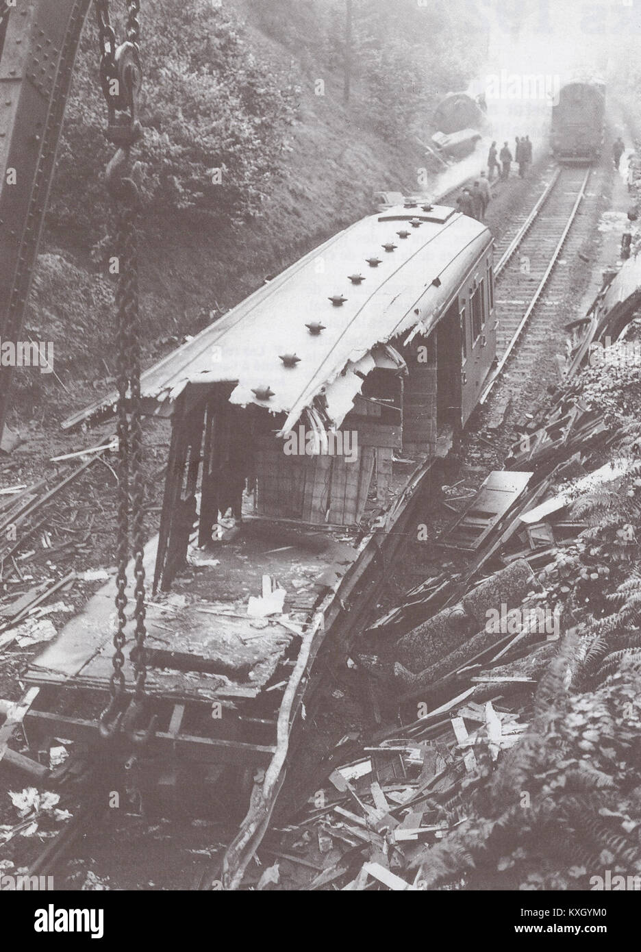 Unfall Ferroviaire de Sevenoaks - Voiture Détruite Stockfoto