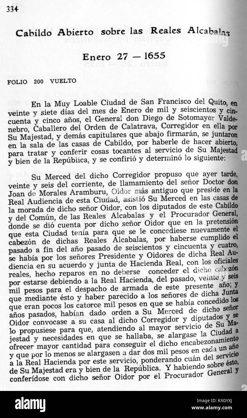 Verweis auf Seite 334 im ACCQUITO-Archiv der Jahre 1650-1657, Teil einer historischen Sammlung aus dem 17. Jahrhundert. Stockfoto