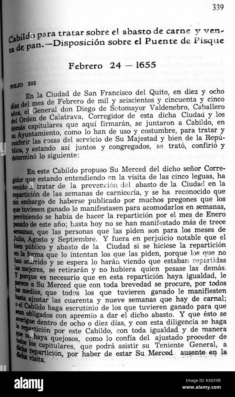 Verweis auf Seite 339 im ACCQUITO-Archiv, das 1650-1657, Teil einer Reihe historischer Dokumente des 17. Jahrhunderts, umfasst. Stockfoto