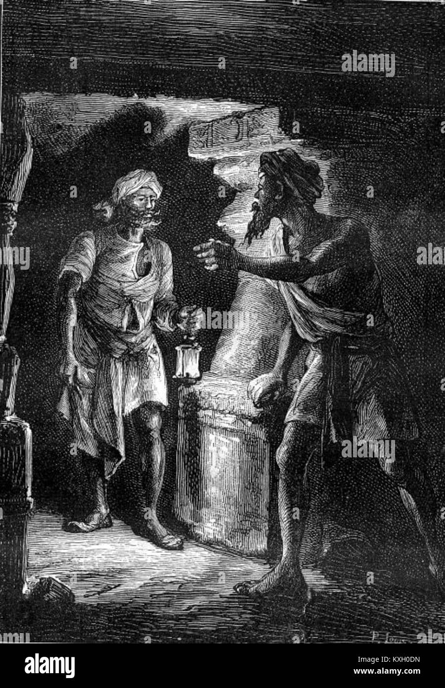 Illustration von Léon Benett für „The Steam House“, einen Abenteuerroman aus dem 19. Jahrhundert, der mechanische Transportmittel beschreibt und die technologische Vorstellungskraft seiner Zeit widerspiegelt. Stockfoto