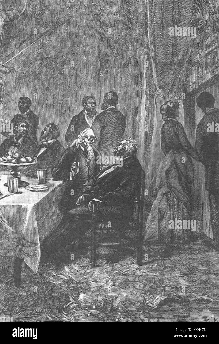 Eine Illustration von Léon Benett für den Jules Verne-Roman „der verschwundene Diamant“, der in Südafrika spielt und einen entscheidenden Moment der Spannung und Entdeckung in Vernes Abenteuererzählung darstellt. Stockfoto