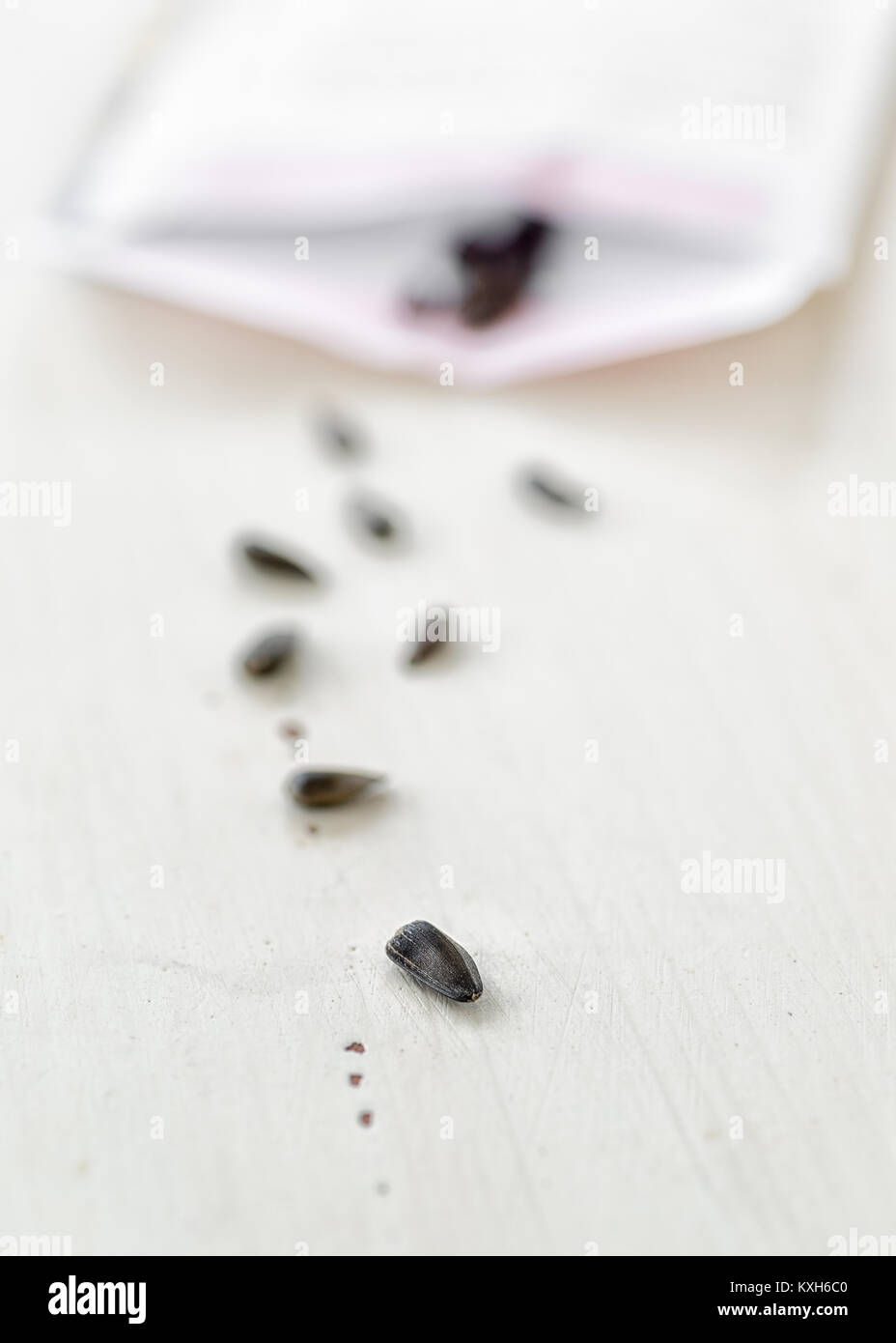 Paket von Sonnenblumenkernen. Stockfoto