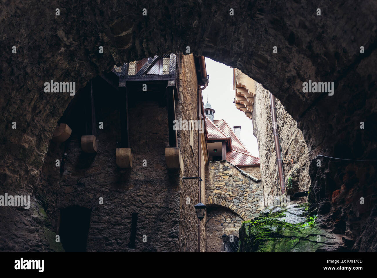 Ein Komplex von Schloss Czocha Gebäude in Sucha Dorf, Woiwodschaft Niederschlesien in Polen Stockfoto