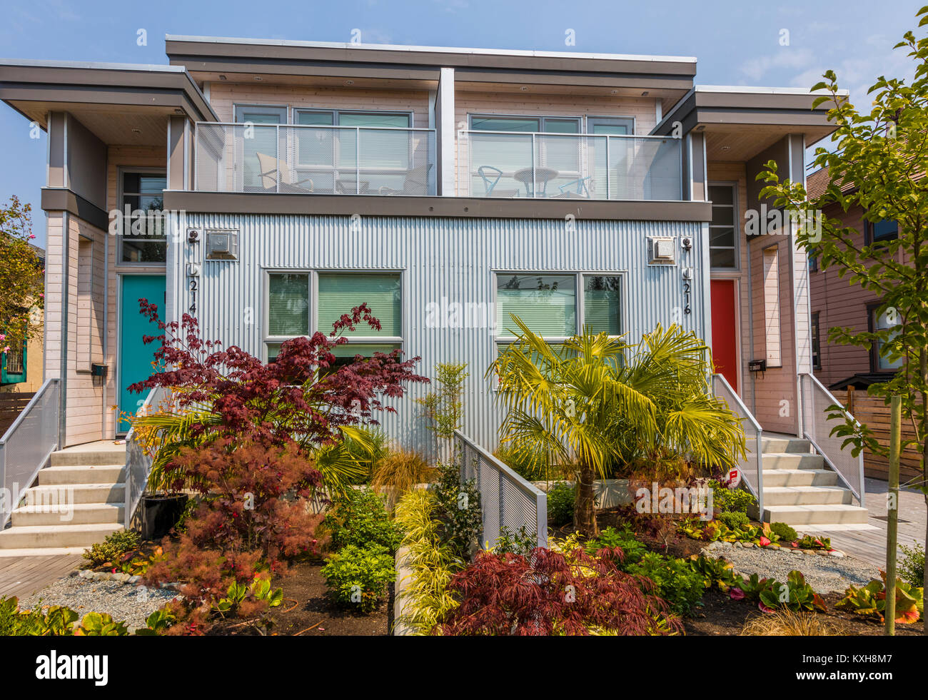 Moderne Architektur Stil Haus in Victoria, der auch als Garden City auf Vancouver Island in British Columbia, Kanada bekannt Stockfoto