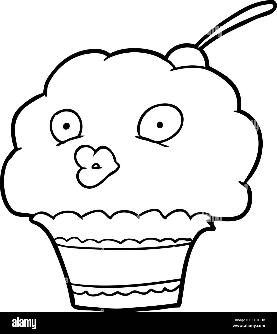 Lustige Zeichnung eines Cupcake Stock Vektor