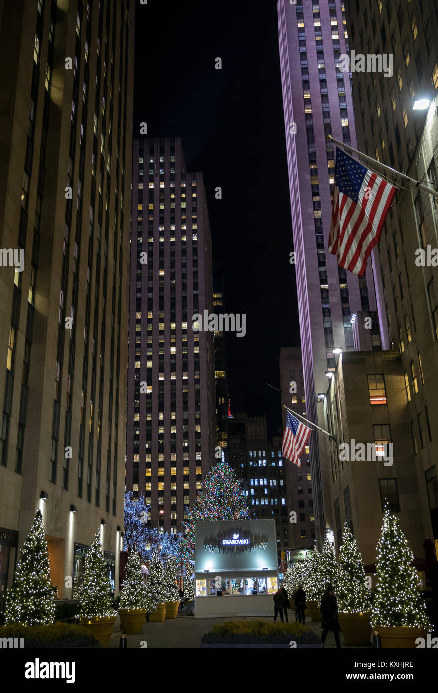 Das Rockefeller Center mit Weihnachtsbaum auf April 3, 2018 in New York in Midtown Manhattan. Stockfoto