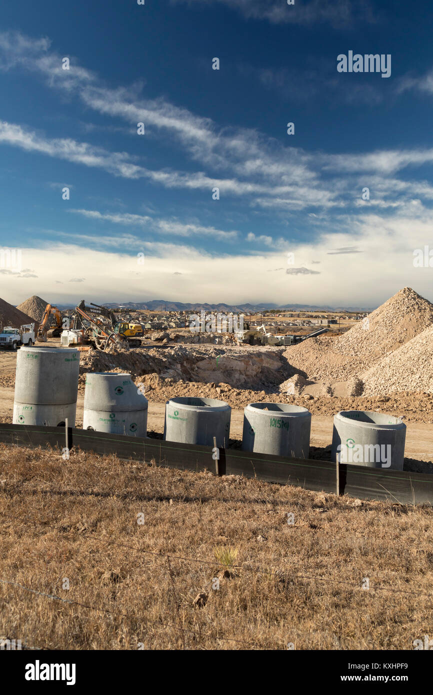 Castle Rock, Colorado - neue Gehäuse im Bau in der schnell wachsenden Front Range städtischen Flur in der Nähe von Denver. Stockfoto