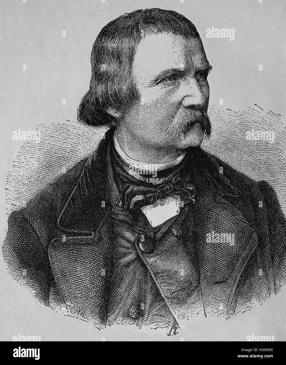 Wilhelm von Kaulbach (1805-1874). Deutsche Maler. Gravur, 1883. Stockfoto