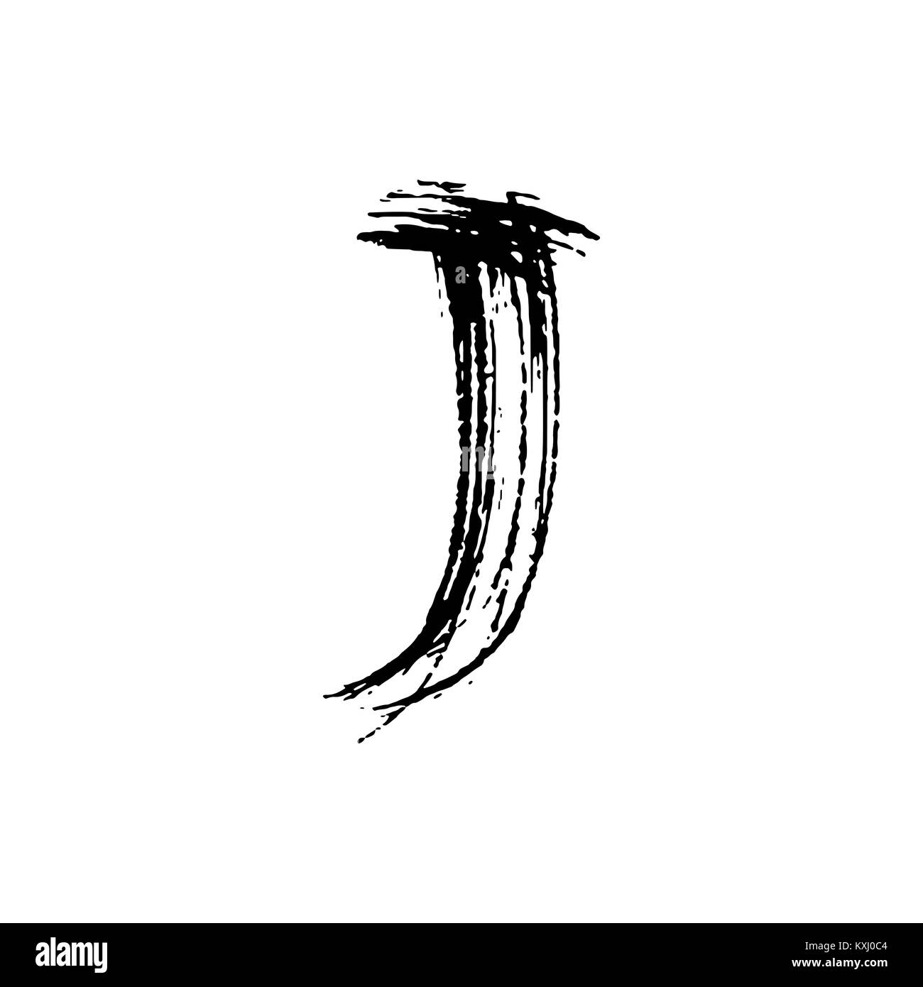 Brief J. handschriftlich von trockenen Bürste. Grobe Anschläge Font. Vector Illustration. Grunge Stil elegant Alphabets. Stock Vektor