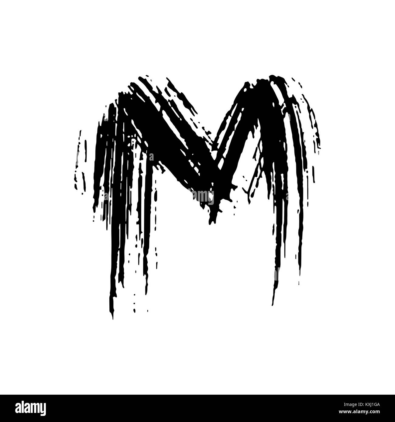 Schreiben M. handschriftlich von trockenen Bürste. Grobe Anschläge Font. Vector Illustration. Grunge Stil elegant Alphabets. Stock Vektor
