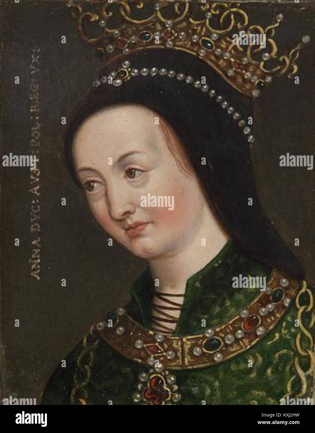 Anna von Österreich, Ehefrau von Heinrich XV. Von Bayern, war Mitglied der österreichischen Habsburger. Ihre Ehe stärkte im 16. Jahrhundert die politischen Bündnisse zwischen Österreich und Bayern und spiegelte dynastische Strategien europäischer Königsfamilien wider. Stockfoto