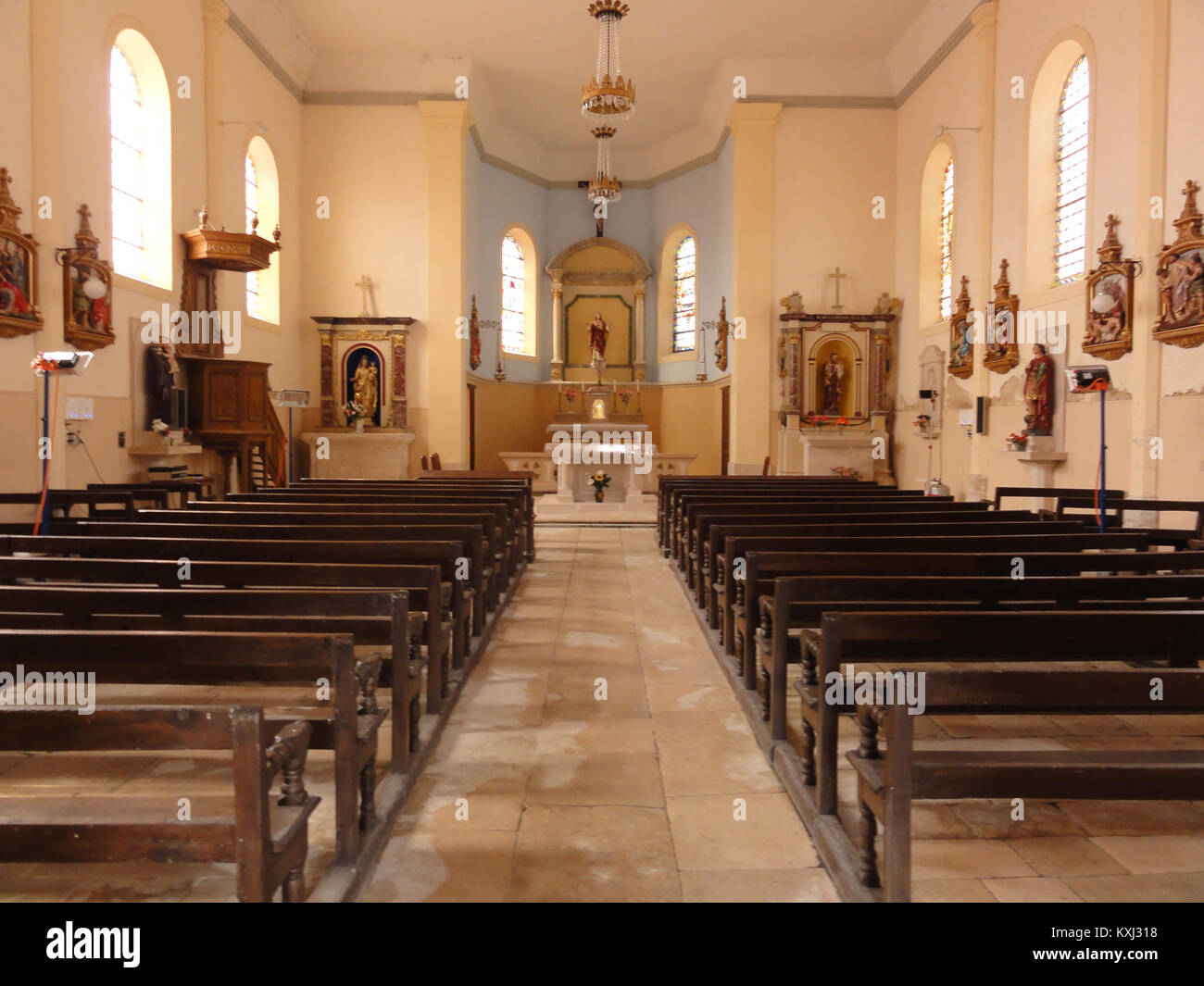 Aulnois sous Vertuzey (Meuse) Église Saint-Sébastien intérieur Stockfoto