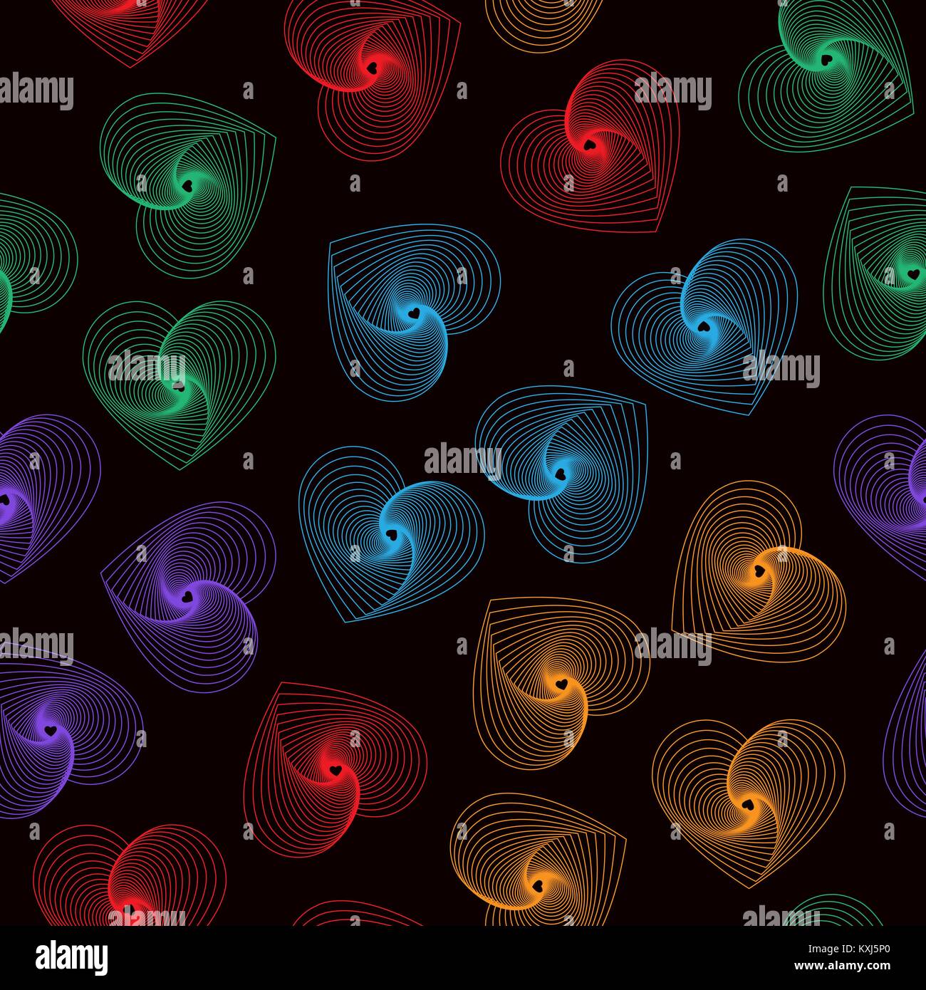 Valentinstag nahtlose Muster mit farbigen Herzen in optische Illusion Stil, vector Hintergrund Stock Vektor