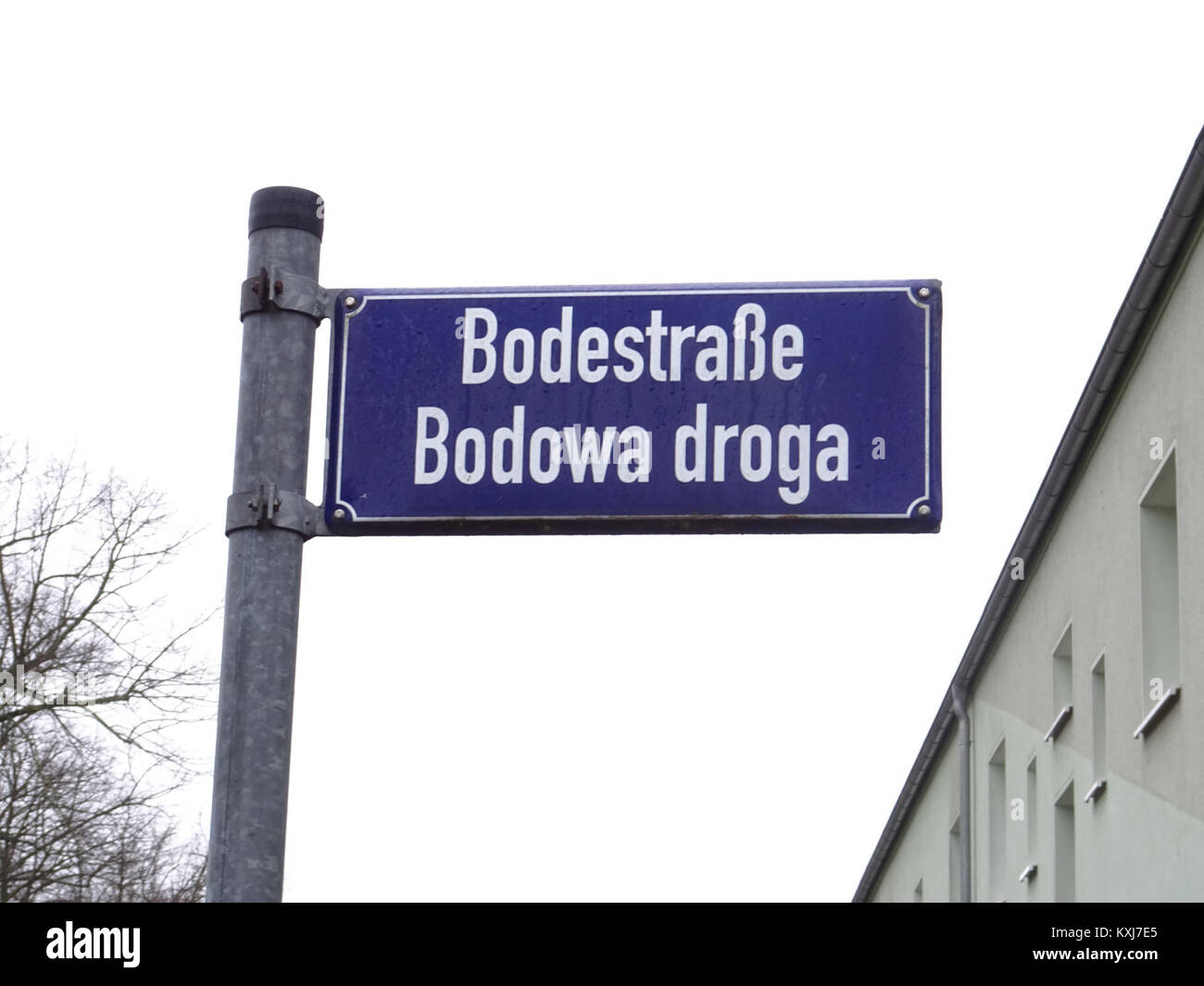 Bodestraße Cottbus Street Sign Stockfoto