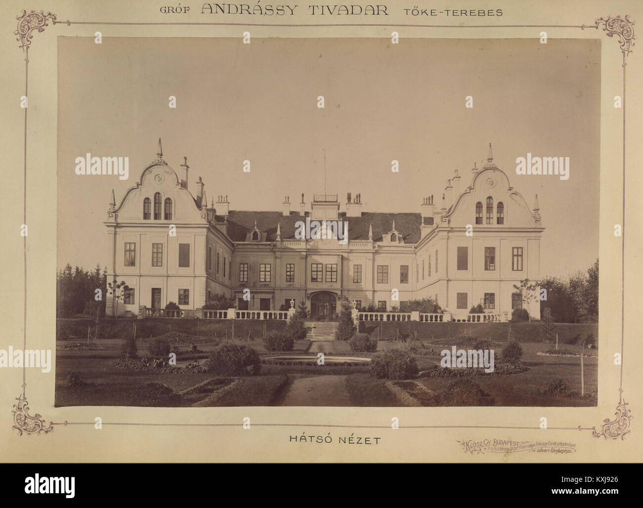 Andrássy Tivadar gróf Barokk kastélyának hátsó nézete. 1895-1899 között. Trebisov. - Fortepan 83487 Stockfoto