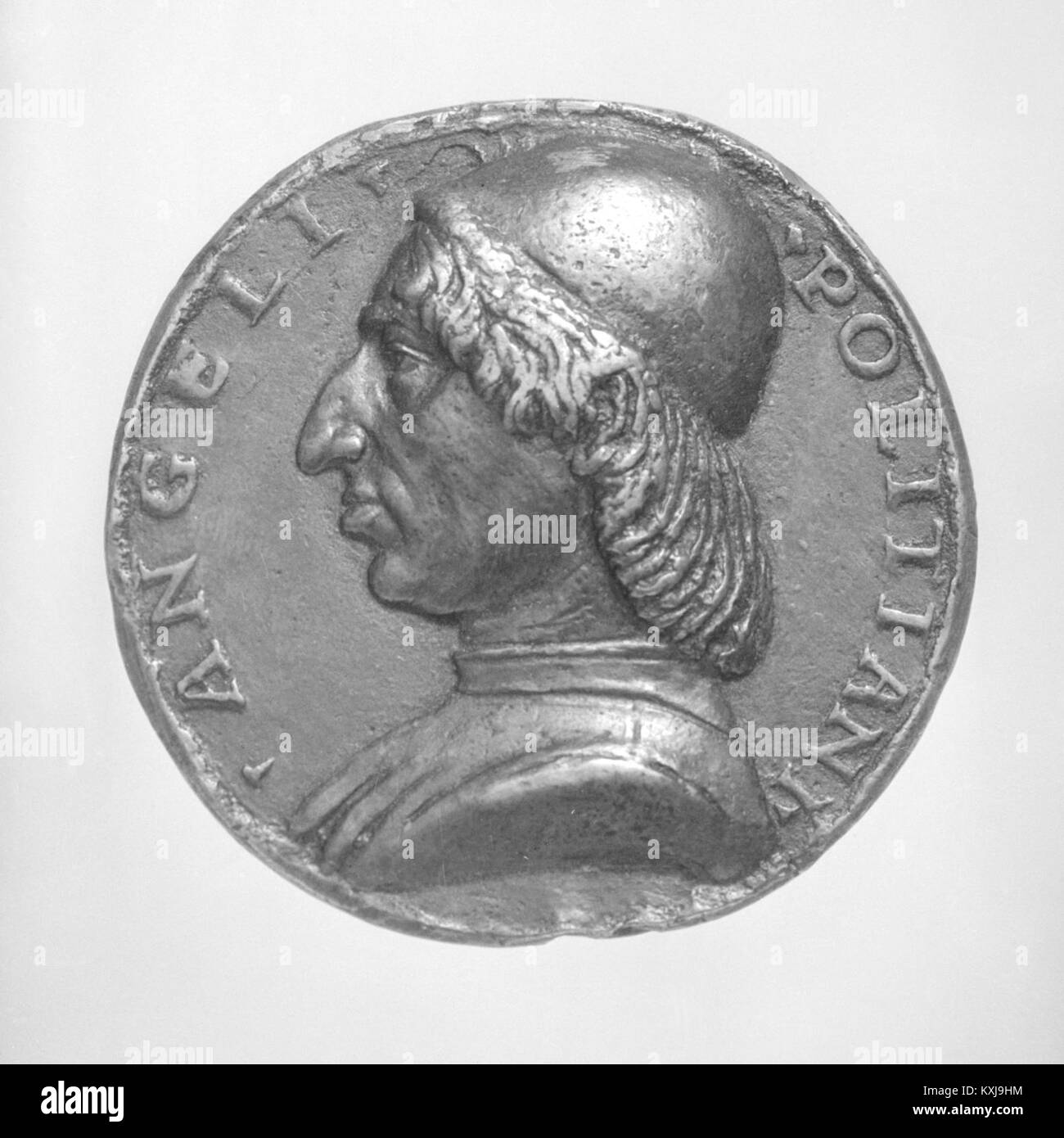 Dieses Porträt zeigt Angelo Poliziano (1454–1494), italienischen Renaissance-Gelehrten, neben Maria Poliziana, die den Humanismus und das kulturelle Erbe der Renaissance widerspiegelt. Stockfoto