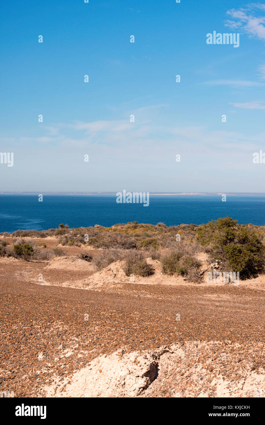 Eine Landschaft, in der Nähe von Punta Ninfas, Halbinsel Valdes, Puerto Madryn, Chubut, Argentinien Stockfoto
