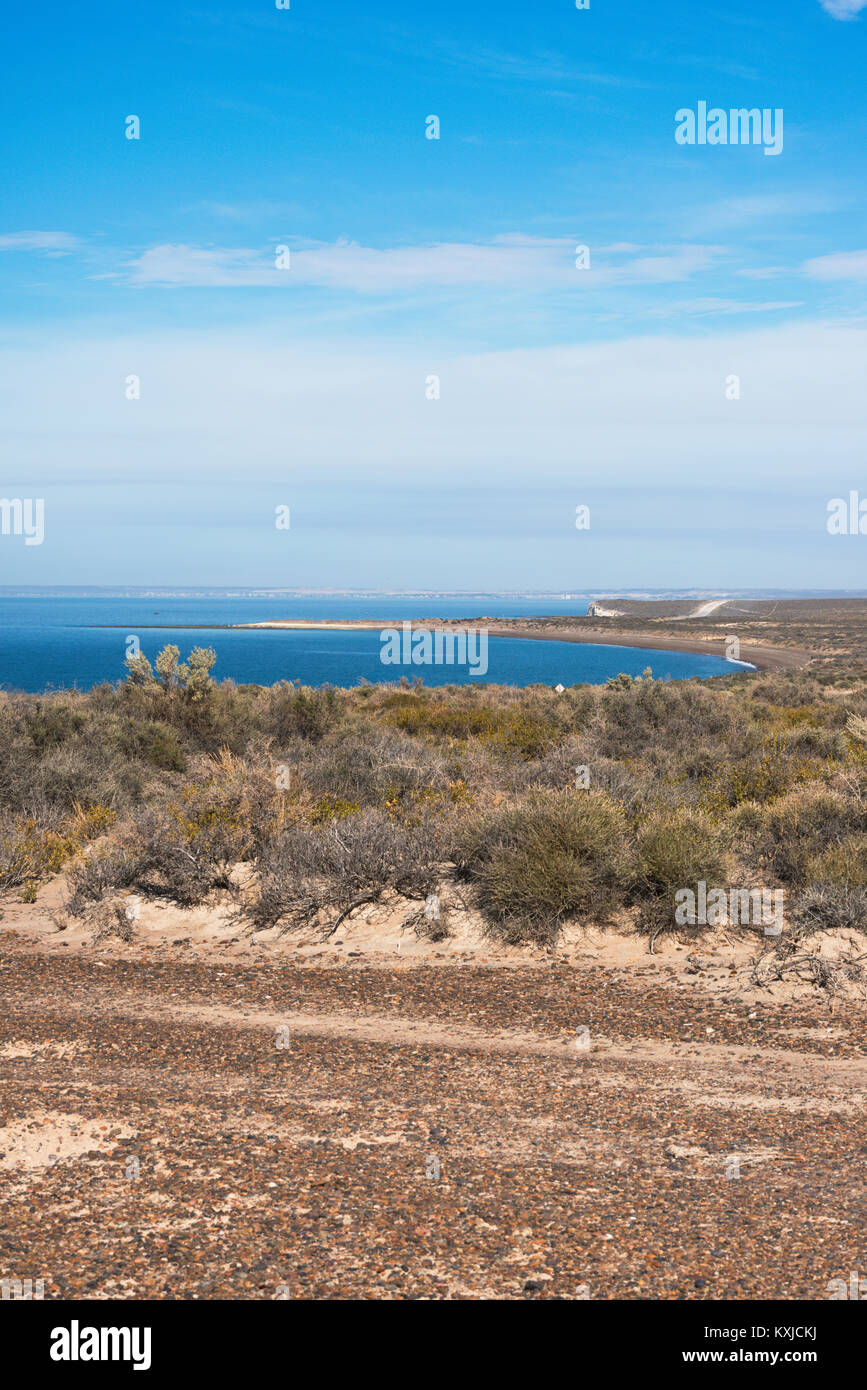 Eine Landschaft, in der Nähe von Punta Ninfas, Halbinsel Valdes, Puerto Madryn, Chubut, Argentinien Stockfoto