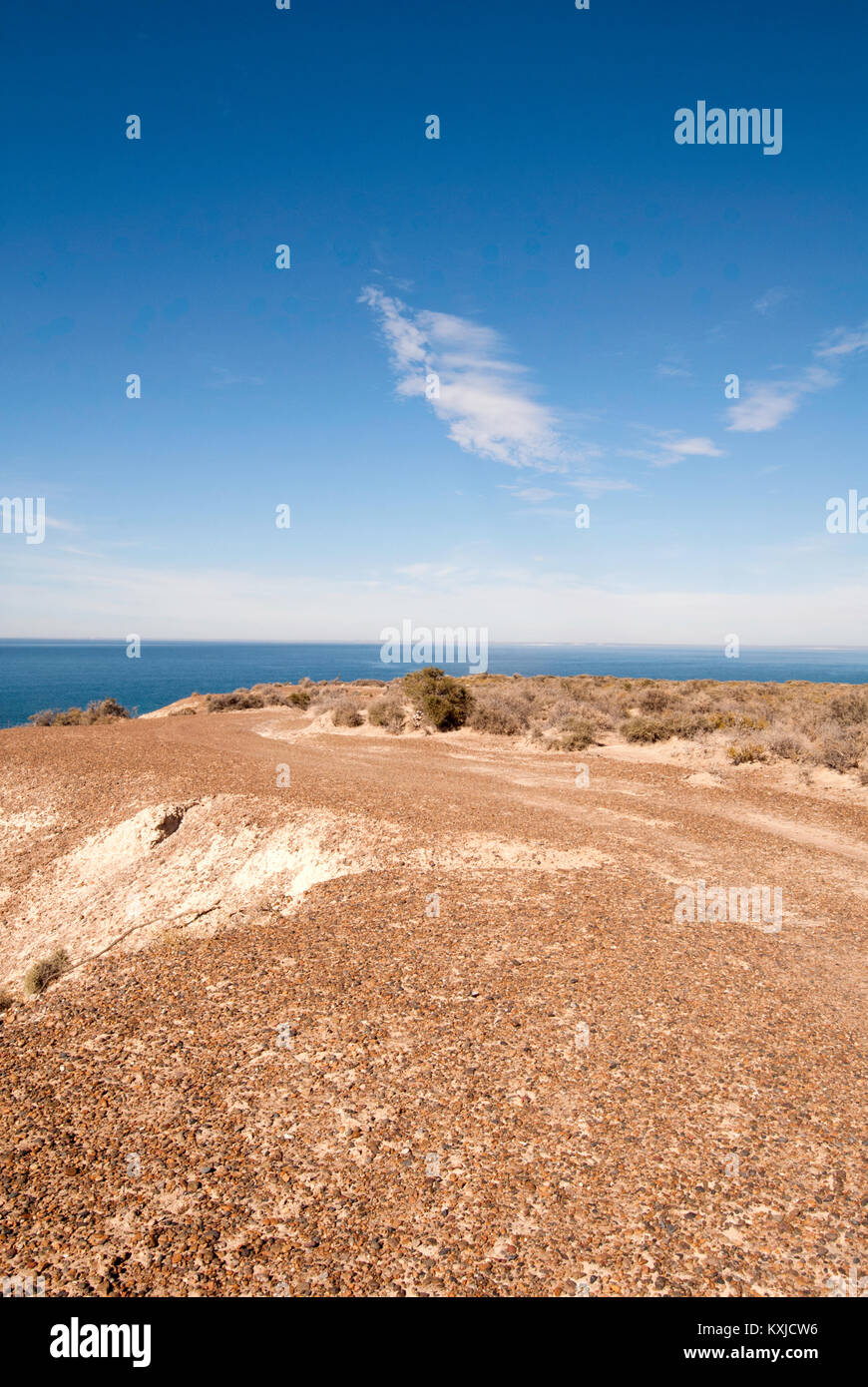 Eine Landschaft, in der Nähe von Punta Ninfas, Halbinsel Valdes, Puerto Madryn, Chubut, Argentinien Stockfoto