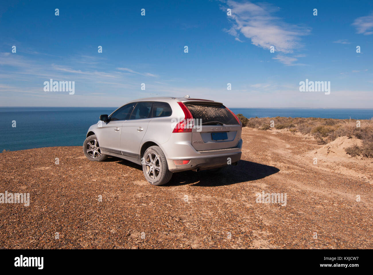 Reisen mit dem Auto, Aussicht in der Nähe von Punta Ninfas, Halbinsel Valdes, Puerto Madryn, Chubut, Argentinien Stockfoto
